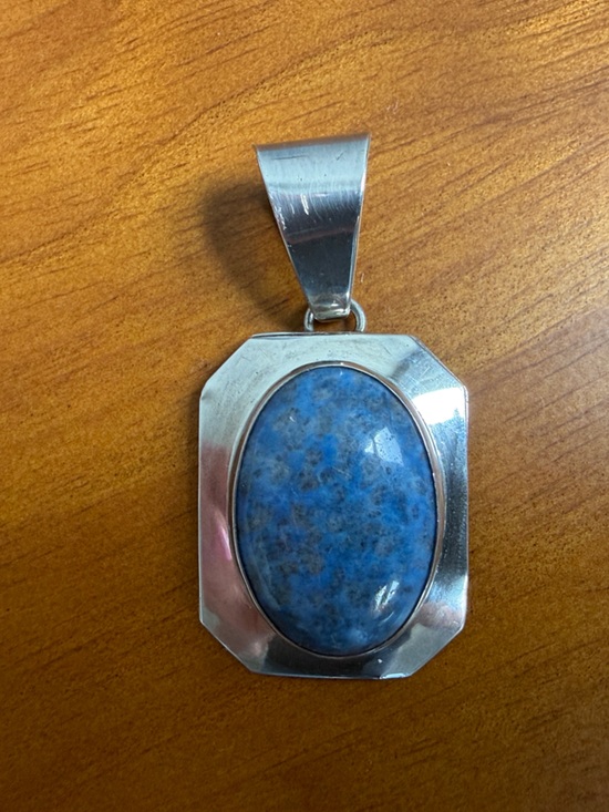 Vintage Jewelry - Vintage Sterling Silver Blue Stone Cabochon Pendant